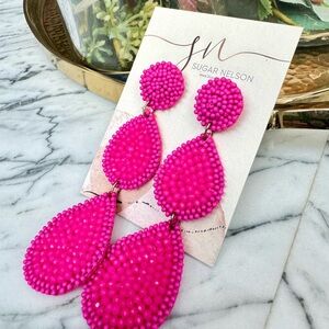 Pink Beaded Earrings